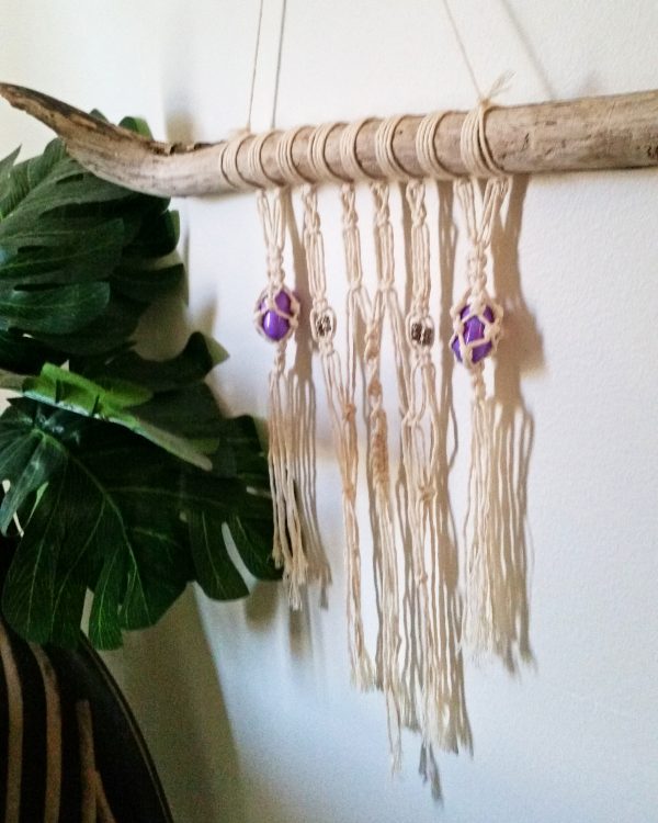 Purple Howlite Office Macramé on Unique Driftwood