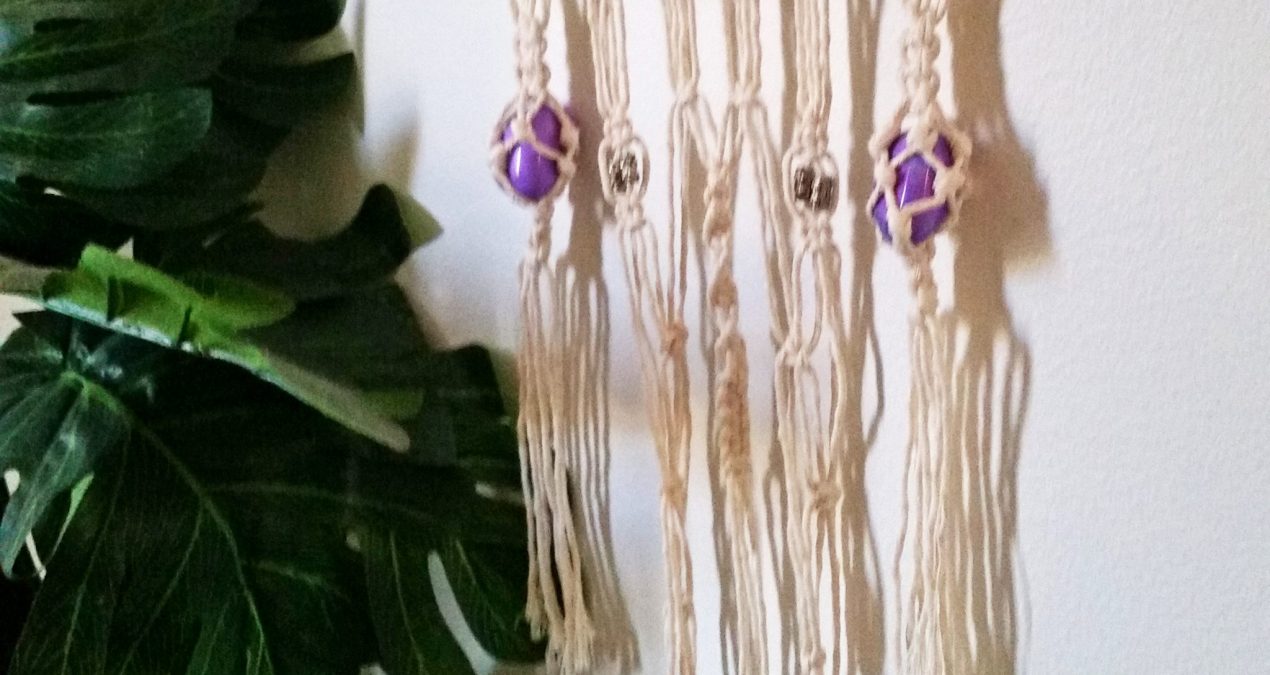 Purple Howlite Office Macramé on Unique Driftwood