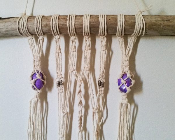 Purple Howlite Office Macramé on Unique Driftwood - Image 3