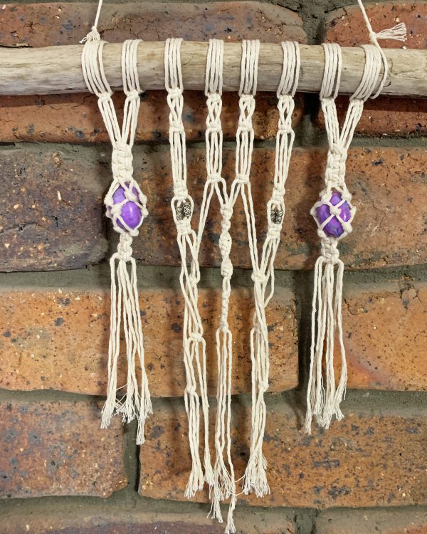 Purple Howlite Office Macramé on Unique Driftwood - Image 5