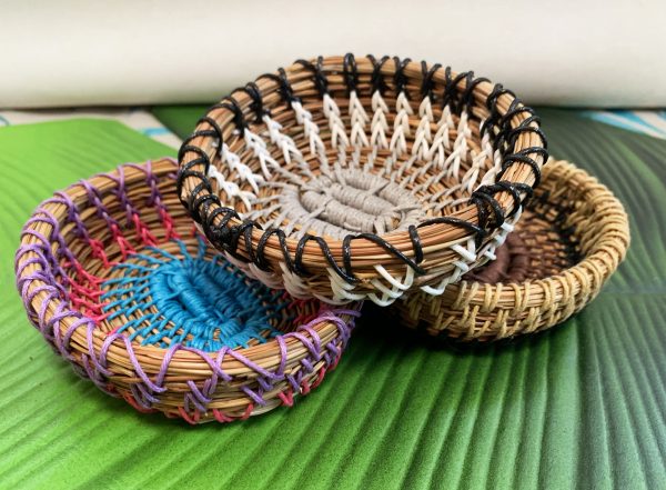 Handwoven Pine Basket | Trinket Storage | Bathroom Decor | Ring Saucer | Handstitched