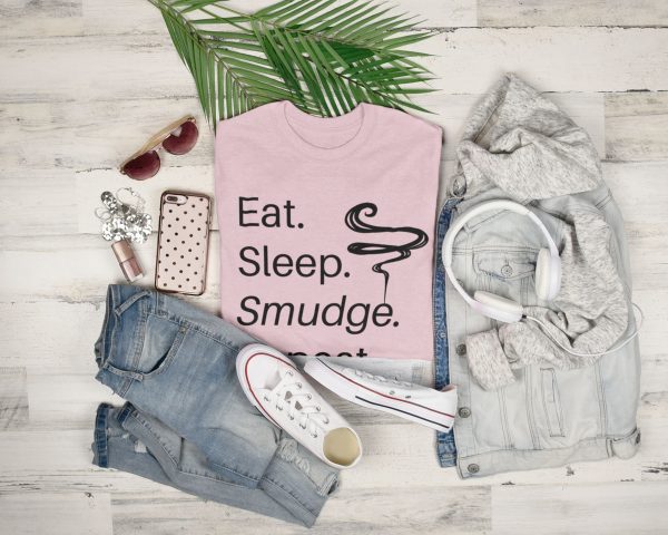 Eat Sleep Smudge Repeat Short Sleeve Tee | Spiritual Design Unisex T-shirt | Sage | Meditation Apparel | Yoga Top | Witchy Clothes - Image 4