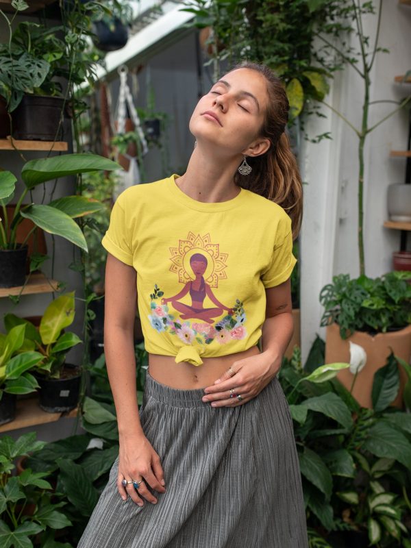 Yogi Floral Short Sleeve Tee | Spiritual Design Unisex T-shirt | Gifts for Energy Healers | Meditation Apparel | Yoga Top | Witchy Clothes