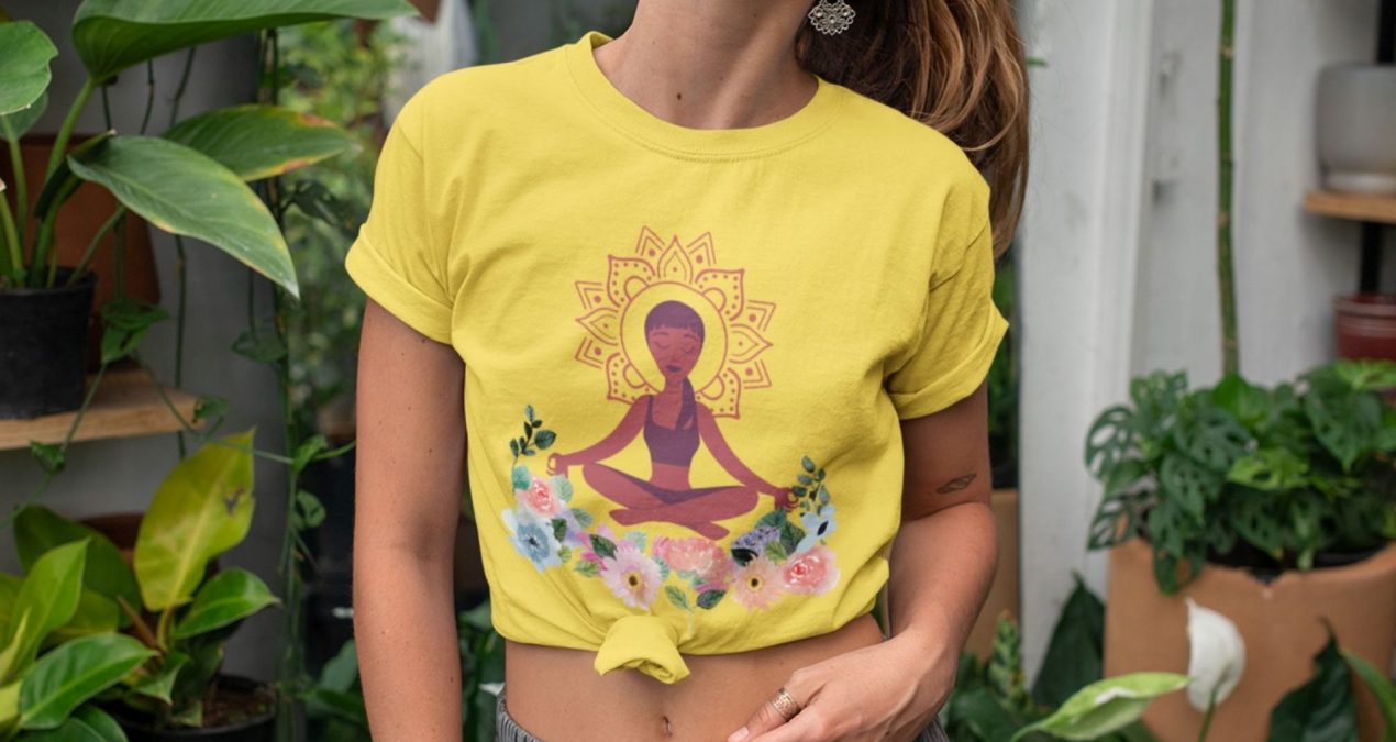 Yogi Floral Short Sleeve Tee | Spiritual Design Unisex T-shirt | Gifts for Energy Healers | Meditation Apparel | Yoga Top | Witchy Clothes