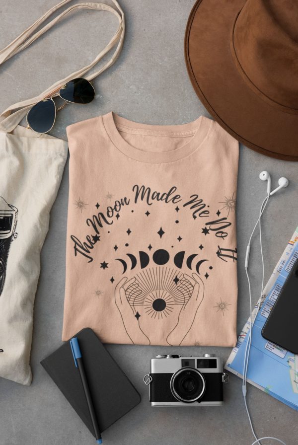 The Moon Made Me Do It Short Sleeve Tee | Spiritual Design Unisex T-shirt | Energy Healers | Meditation Apparel | Yoga Top | Witchy Clothes - Image 4