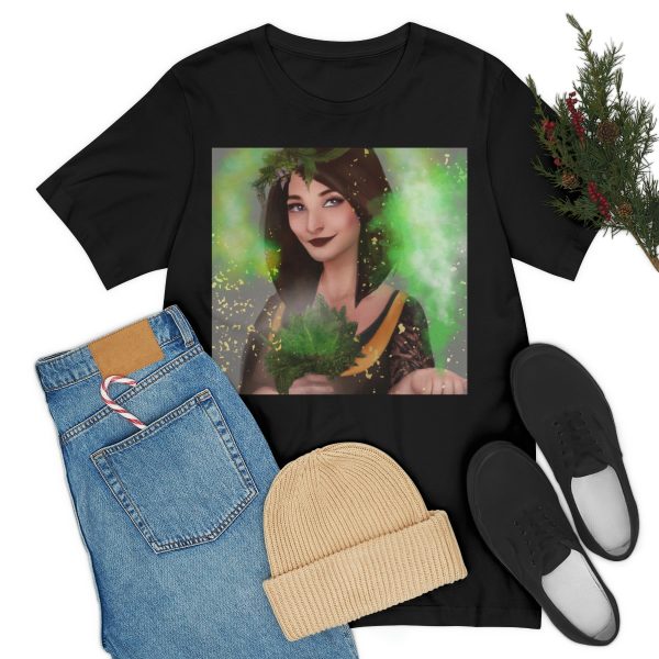 Forest Witch Short Sleeve Tee, Spiritual Design Unisex T-shirt, Energy Healer Woman Digital Art Top, Magic Girl T Shirt, Pagan Mystic - Image 7