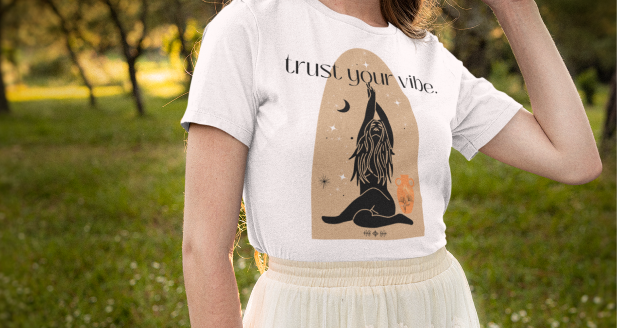 Trust Your Vibe Tee, Spiritual T-shirt, Women’s Energy Top, Self Love T Shirt, Boho Hippie Clothes, Comfy Yoga Shirt