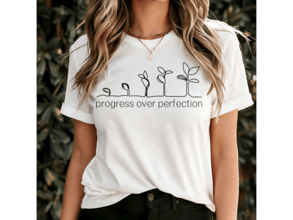 Progress over Perfection Tee, Motivational Spiritual T-shirt, Unisex Mindset Top, Women's Personal Growth Shirt, Comfy Inspired Saying