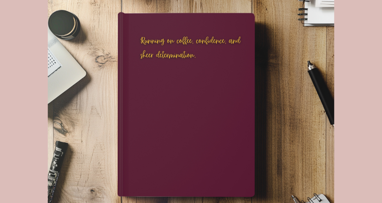 Matte Hardcover Journal, Mauve and Gold Notebook for Women, Elegant Planner for Coffee Lovers, Minimalist Writing Diary, Feminine Journal,