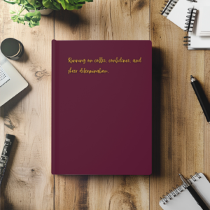 Matte Hardcover Journal, Mauve and Gold Notebook for Women, Elegant Planner for Coffee Lovers, Minimalist Writing Diary, Feminine Journal,